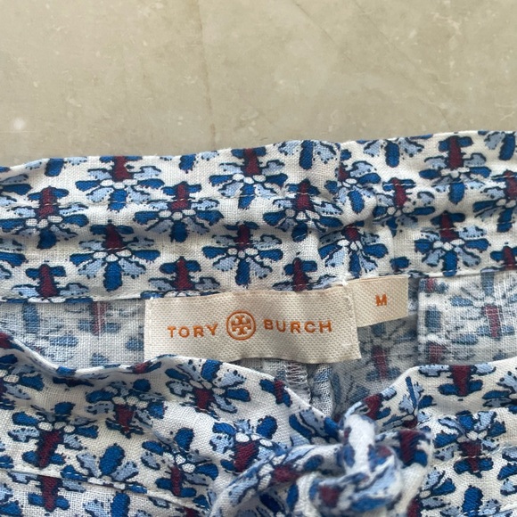 Tory Burch Linen Straight Leg Pull On Drawstring Tassel Pant Blue
Floral Size M - Picture 5 of 9